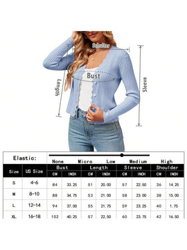 Cardigan de punto corto versatil para mujer: sueter con cuello en v festoneado y mangas largas, abotonado para todas las estaciones, perfecto para el trabajo, reuniones y viajes