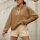 Sudadera con capucha de algodon al 100% con grafico de letras, hombros caidos y cordon
