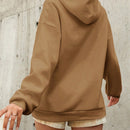 Sudadera con capucha de algodon al 100% con grafico de letras, hombros caidos y cordon