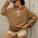 Sudadera con capucha de algodon al 100% con grafico de letras, hombros caidos y cordon