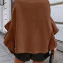Clasi abrigo de lana elegante con cuello vuelto y abotonadura sencilla, en unicolor, para mujer, para otono/invierno