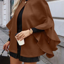 Clasi abrigo de lana elegante con cuello vuelto y abotonadura sencilla, en unicolor, para mujer, para otono/invierno