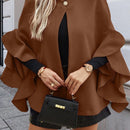 Clasi abrigo de lana elegante con cuello vuelto y abotonadura sencilla, en unicolor, para mujer, para otono/invierno