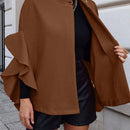 Clasi abrigo de lana elegante con cuello vuelto y abotonadura sencilla, en unicolor, para mujer, para otono/invierno
