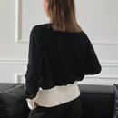 Dazy cardigan casual y elegante de mujer con ribete de contraste en escote en v, manga larga, para otono/invierno