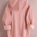 Ezwear sudadera con capucha y forro polar con estampado de oso de dibujos animados y eslogan para mujeres, para otono/invierno