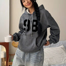 Ezwear sudadera holgada casual de cuello alto con media cremallera, estampado de la letra california, color blanco, con cordon ajustable, esponjosa y gruesa, apropiada para otono/invierno