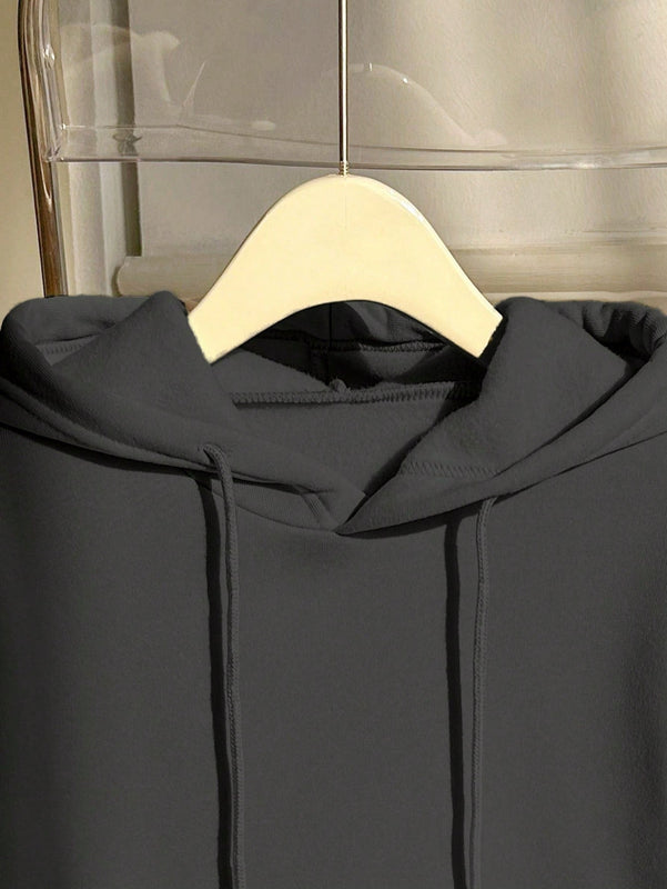 Ezwear sudadera con capucha de manga larga, impresion de eslogan y cordon, con bolsillo, para mujer en otono