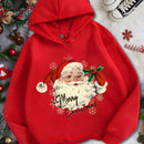 Ezwear sudadera con capucha de ajuste holgado y gruesa con estampado minimalista "feliz ano nuevo" de color rojo casual para mujer