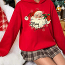 Ezwear jersey holgado de manga larga con estampado de arbol de navidad y texto "feliz navidad" en estilo minimalista y vintage con estampado de leopardo, para mujer