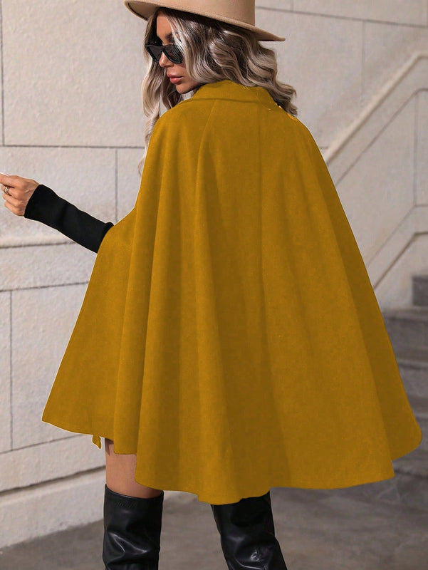 Clasi abrigo suelto con doble botonadura de moda para mujer en otono