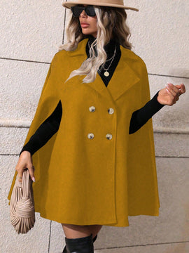Clasi abrigo suelto con doble botonadura de moda para mujer en otono