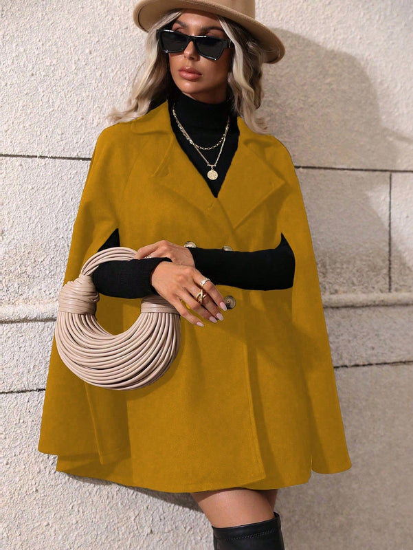 Clasi abrigo suelto con doble botonadura de moda para mujer en otono