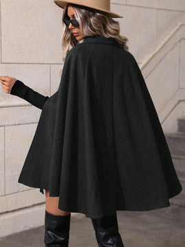 Clasi abrigo suelto con doble botonadura de moda para mujer en otono