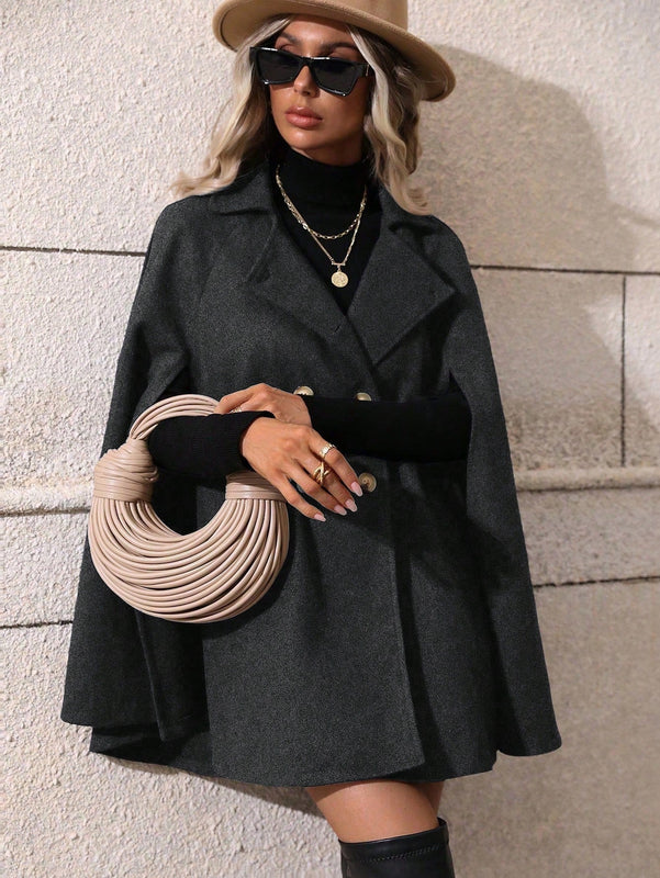 Clasi abrigo suelto con doble botonadura de moda para mujer en otono
