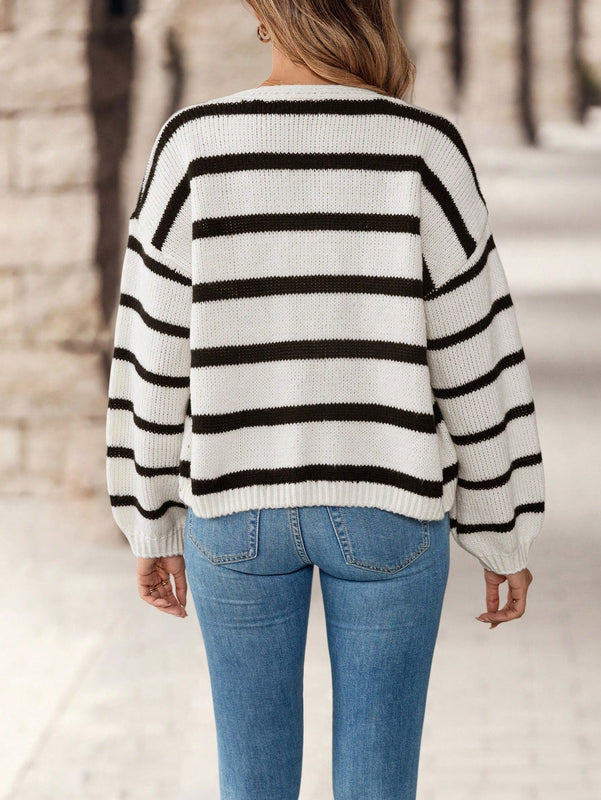 Emery rose cardigan de mujer de bloques de color con rayas, moda minimalista para uso casual diario