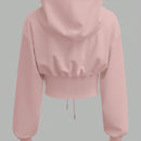 Ezwear sudadera con capucha de mujer color verde oliva con estampado de letras y amarre cruzado al frente