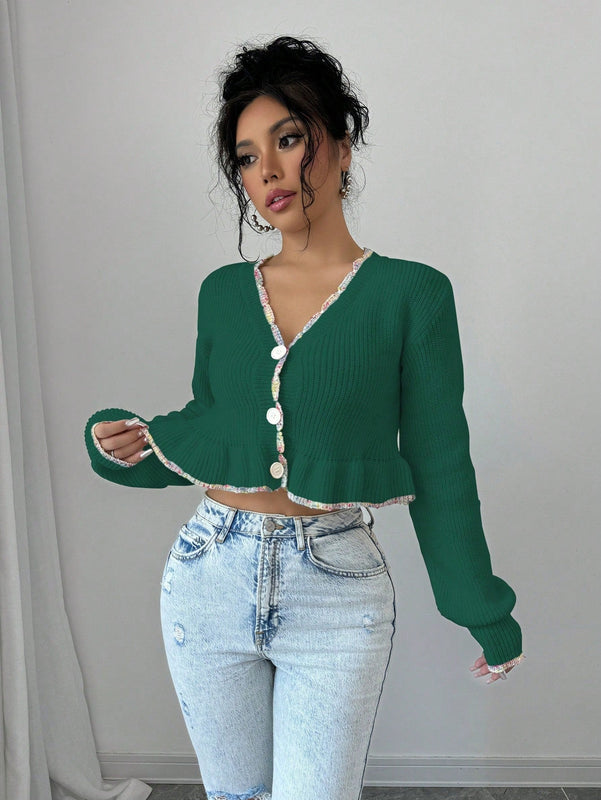 Raffinea blusa casual de manga larga con botones de unicolor, para uso diario