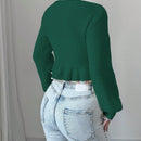 Raffinea blusa casual de manga larga con botones de unicolor, para uso diario