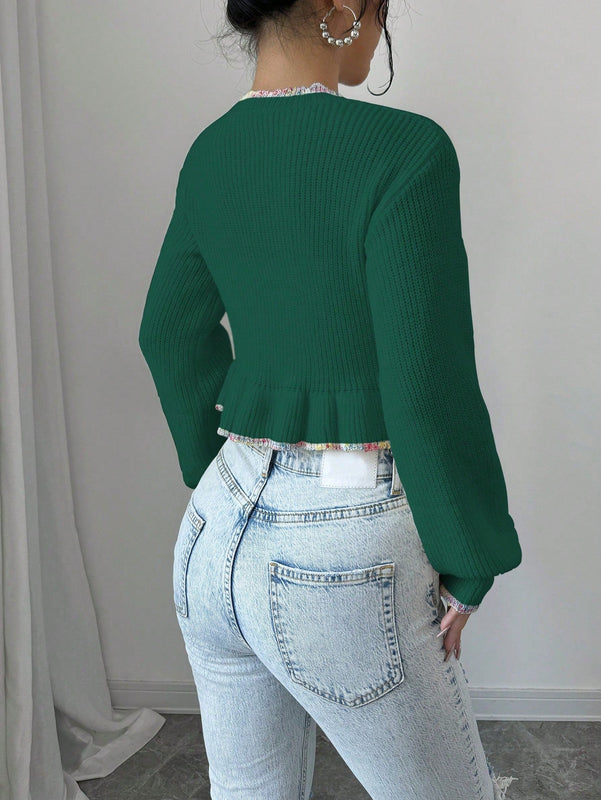 Raffinea blusa casual de manga larga con botones de unicolor, para uso diario