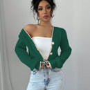 Raffinea blusa casual de manga larga con botones de unicolor, para uso diario