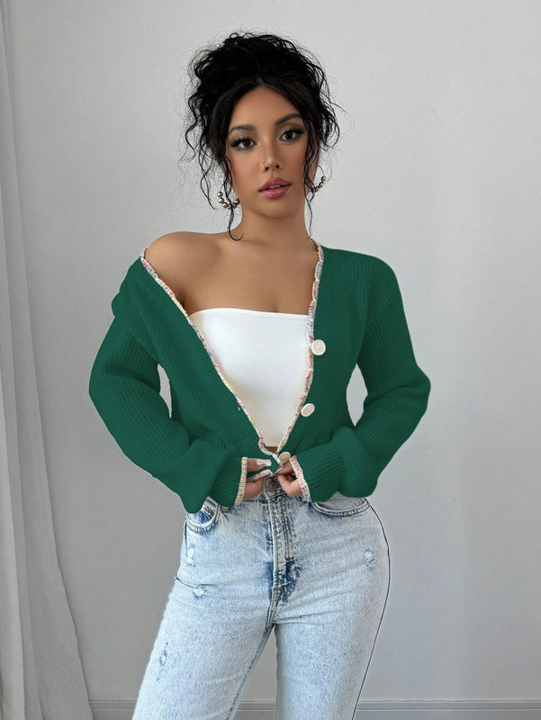Raffinea blusa casual de manga larga con botones de unicolor, para uso diario