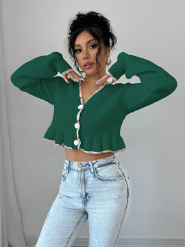 Raffinea blusa casual de manga larga con botones de unicolor, para uso diario