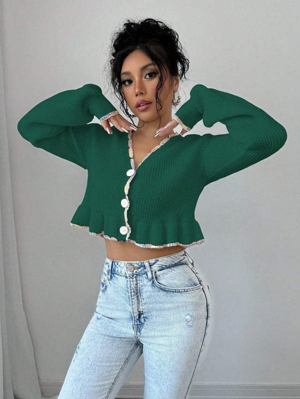 Raffinea blusa casual de manga larga con botones de unicolor, para uso diario