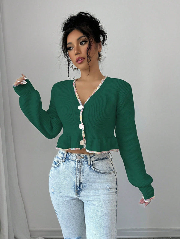 Raffinea blusa casual de manga larga con botones de unicolor, para uso diario