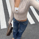 Ezwear sueter de punto con cremallera al frente, de manga larga y estilo informal, para otono/invierno