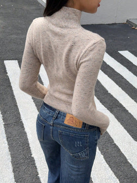 Ezwear sueter de punto con cremallera al frente, de manga larga y estilo informal, para otono/invierno