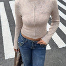 Ezwear sueter de punto con cremallera al frente, de manga larga y estilo informal, para otono/invierno