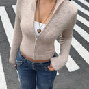 Ezwear sueter de punto con cremallera al frente, de manga larga y estilo informal, para otono/invierno