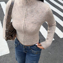 Ezwear sueter de punto con cremallera al frente, de manga larga y estilo informal, para otono/invierno