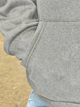 Ezwear sudadera holgada y casual de mujer con cremallera estampada con un gato lindo, sudadera con capucha negra de manga larga con hombros caidos