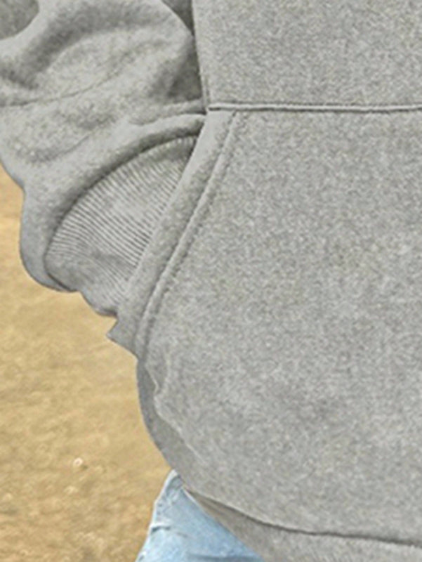 Ezwear sudadera holgada y casual de mujer con cremallera estampada con un gato lindo, sudadera con capucha negra de manga larga con hombros caidos