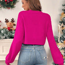 Essnce cardigan de manga larga con grafico de hombre de jengibre minimalista y casual para mujer, navidad