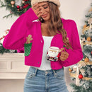 Essnce cardigan de manga larga con grafico de hombre de jengibre minimalista y casual para mujer, navidad