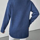 Essnce cardigan grueso y calido con cuello en v y botones para mujer, color azul