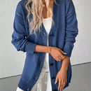 Essnce cardigan grueso y calido con cuello en v y botones para mujer, color azul