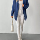 Essnce cardigan grueso y calido con cuello en v y botones para mujer, color azul