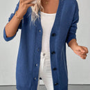 Essnce cardigan grueso y calido con cuello en v y botones para mujer, color azul