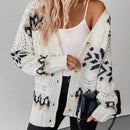 Essnce cardigan de mujer de cuello en v color albaricoque con patron de diamantes, grueso y calido