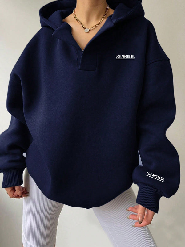 Essnce sudadera con capucha informal con estampado de letras para mujer, para uso diario