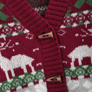 Romwe cardigan calido con diseno jacquard de renos rojos y arboles de navidad para mujer, para otono/invierno