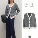 Bizwear cardigan de punto a color blanco y negro con forro de felpa, sudadera con capucha de manga larga, adecuado para uso de oficina, otono/invierno, accion de gracias