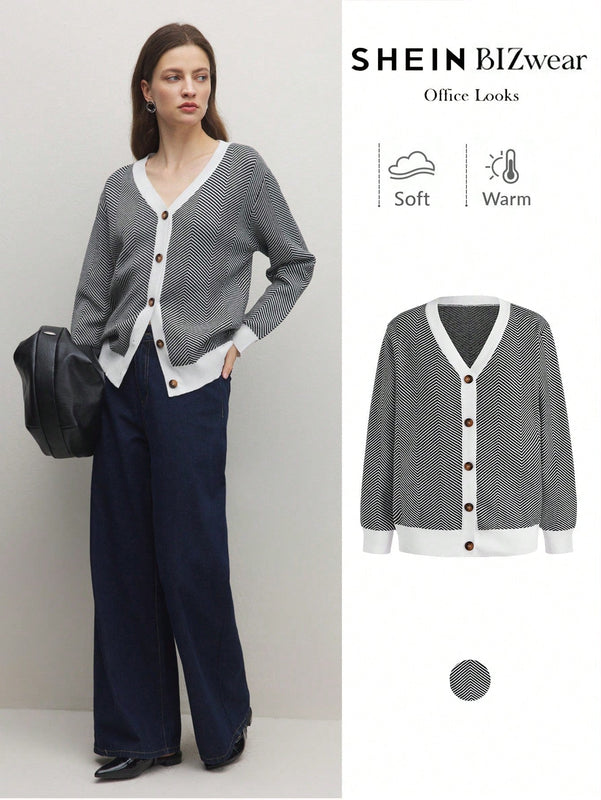 Bizwear cardigan de punto a color blanco y negro con forro de felpa, sudadera con capucha de manga larga, adecuado para uso de oficina, otono/invierno, accion de gracias