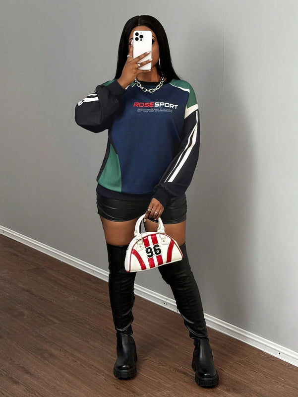 Slayr sudadera de estilo de vacaciones con estampado para mujer