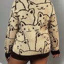Slayr cardigan de punto con bloque de color y letras de estilo minimalista y casual