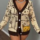 Slayr cardigan de punto con bloque de color y letras de estilo minimalista y casual